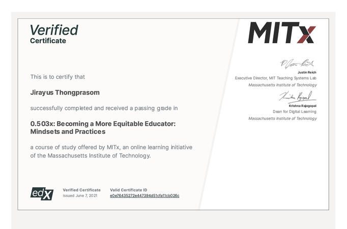 ประกาศณียบัตรอบรบการสอน MITx
